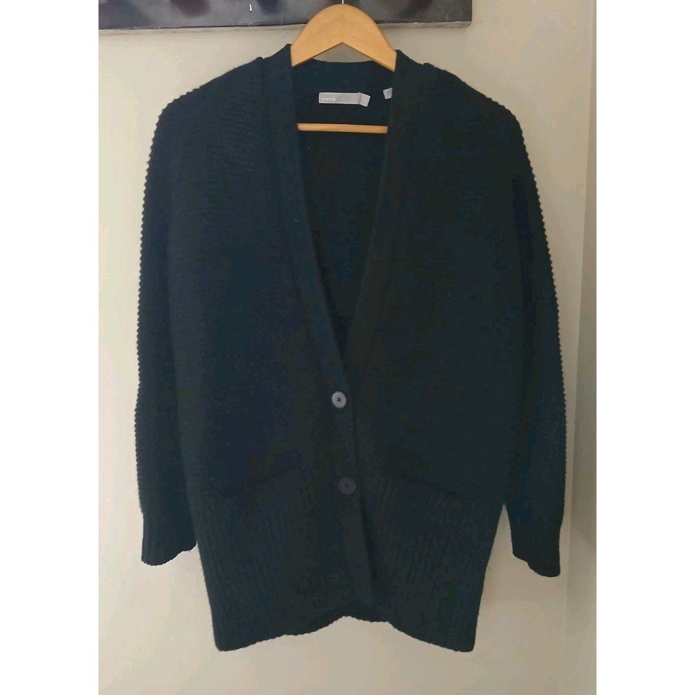 Vince Vee Wool Cashmere Chunky Knit Cardigan Size XS V Neck Oversized Relaxed